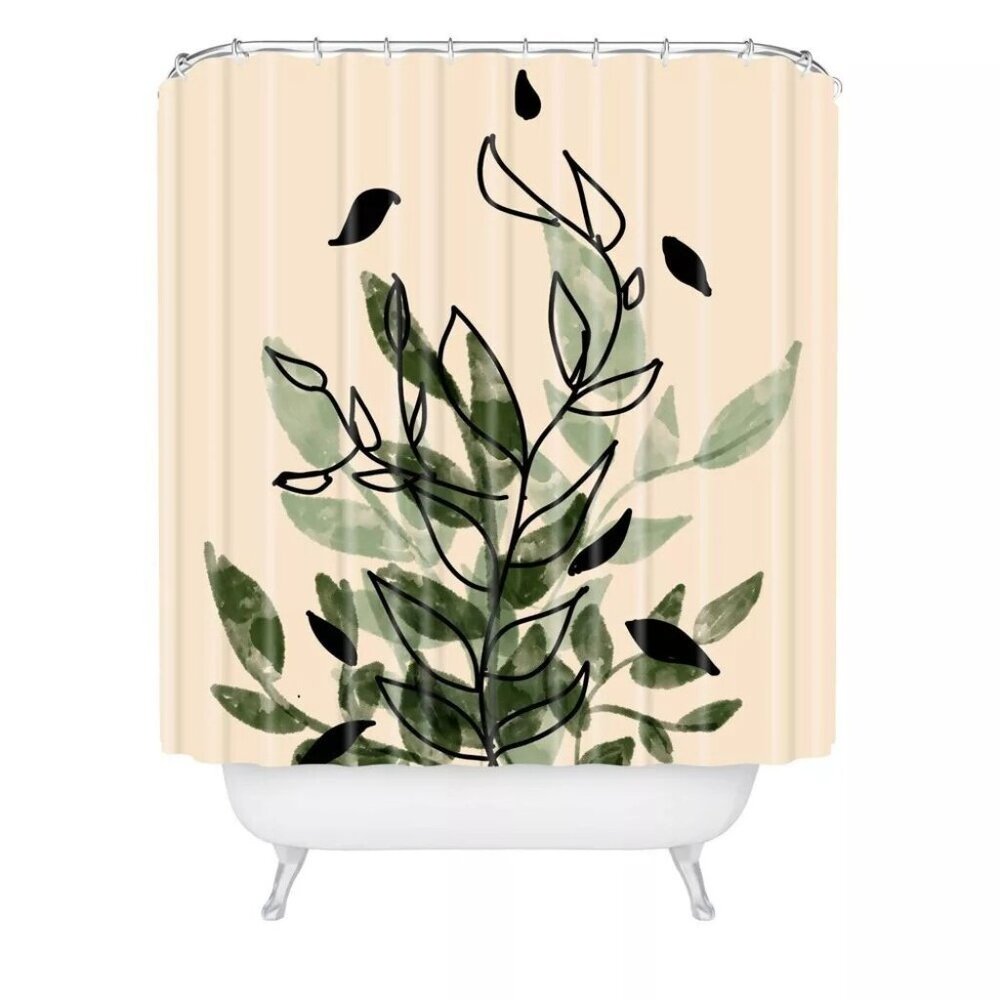 Aleeya Jones Deny Designs Leaves Designed Shower Curtain Green & Cream 71" x 74"